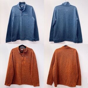 Eddie Bauer Fleece Pullover Sweatshirt Knit Lot Of 2 Mens L , XL 1/4 Zip Blue
